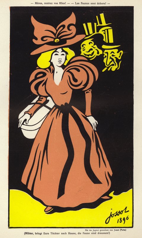 Mödrar, ta in era döttrar! Faunerna är ute! (färglitografi) av Henri Gustave Jossot