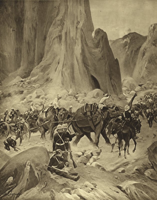 Abessinierkriget, 1868 (gravyr) av Henri Louis Dupray
