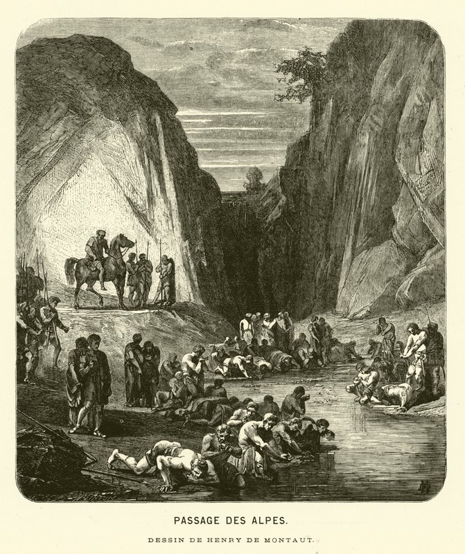 Att korsa Alperna (gravyr) av Henri de (after) Montaut