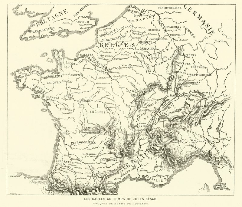 Gallernas land under Julius Caesars tid (gravyr) av Henri de (after) Montaut