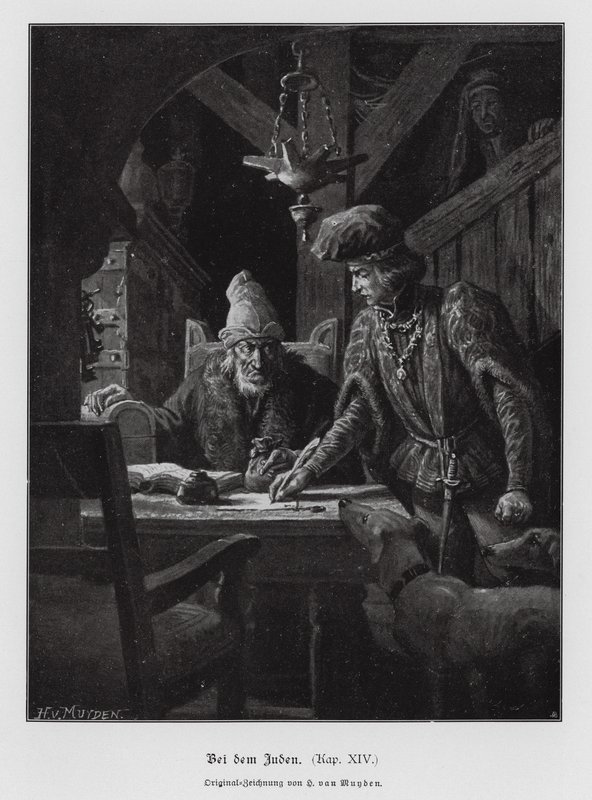 Judisk penningutlånare (gravyr) av Henri van Muyden