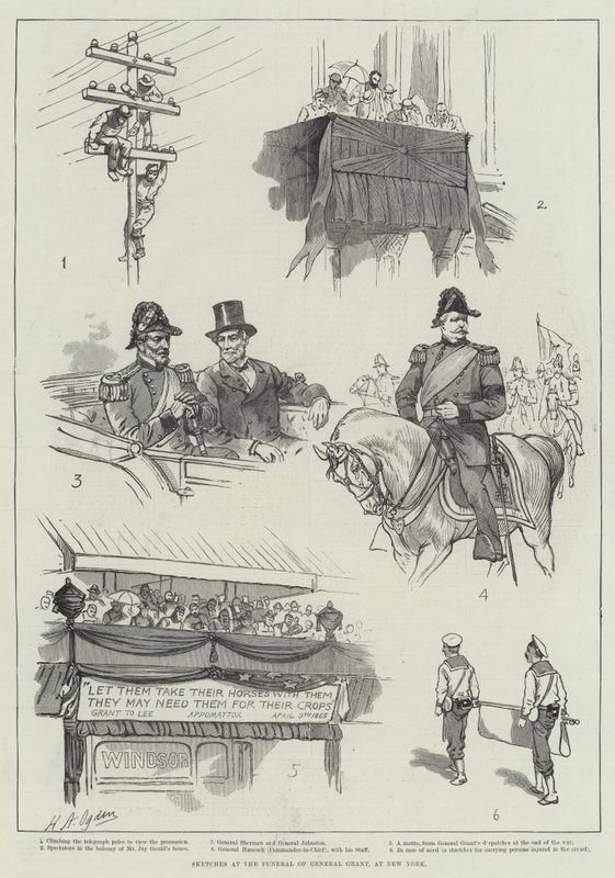 Skisser på General Grants begravning i New York av Henry Alexander Ogden