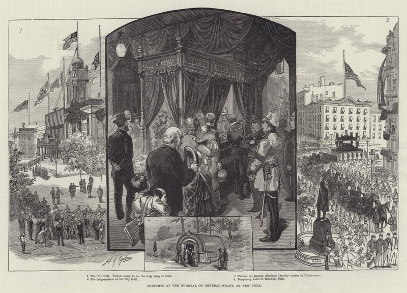 Skisser på General Grants begravning i New York av Henry Alexander Ogden