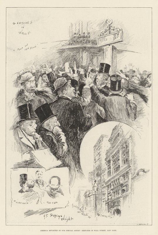Amerika återbesökt av vår speciella konstnär, skisser på Wall Street, New York av Henry Charles Seppings Wright