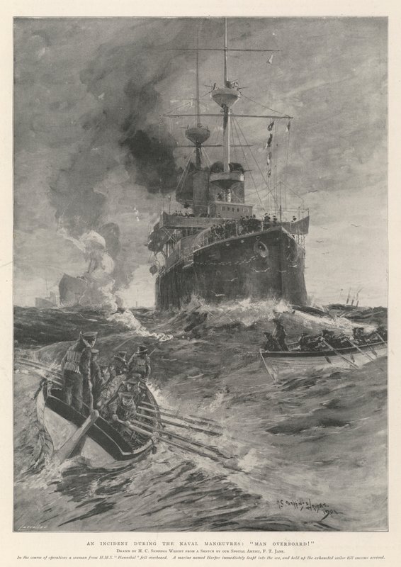 En incident under en marinmanöver, man överbord! av Henry Charles Seppings Wright