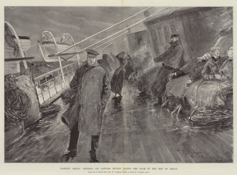 Ser framåt, general Sir Redvers Buller vänder mot stormen i Biscayabukten av Henry Charles Seppings Wright
