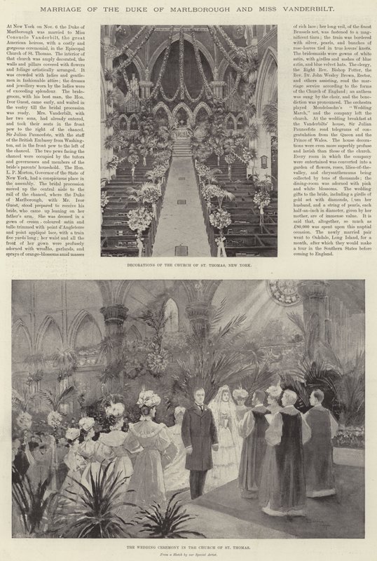 Giftermål mellan hertigen av Marlborough och miss Vanderbilt av Henry Charles Seppings Wright