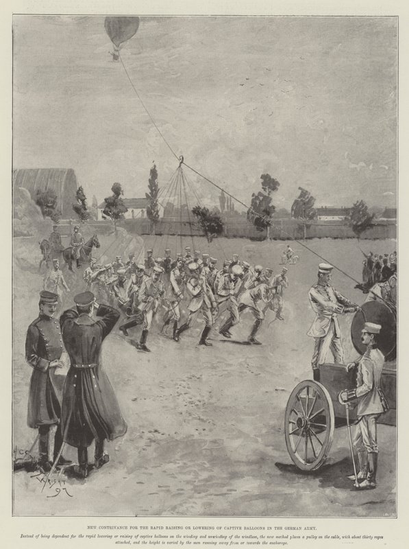 Ny anordning för snabb höjning eller sänkning av fångna ballonger i den tyska armén av Henry Charles Seppings Wright