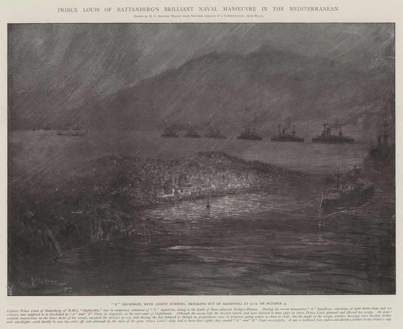 Prins Louis av Battenbergs briljanta sjömanöver i Medelhavet av Henry Charles Seppings Wright