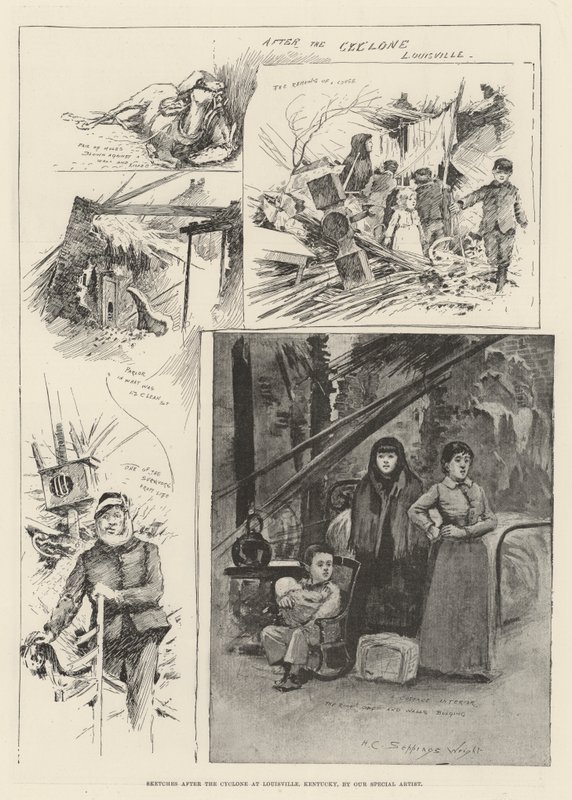 Skisser efter cyklonen i Louisville, Kentucky av Henry Charles Seppings Wright
