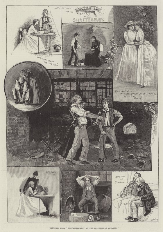 Skisser från The Middleman, på Shaftesbury Theatre av Henry Charles Seppings Wright