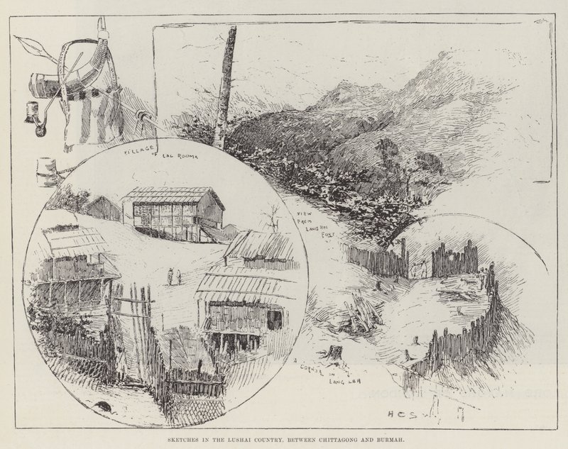 Skisser i Lushai-länet mellan Chittagong och Burma av Henry Charles Seppings Wright