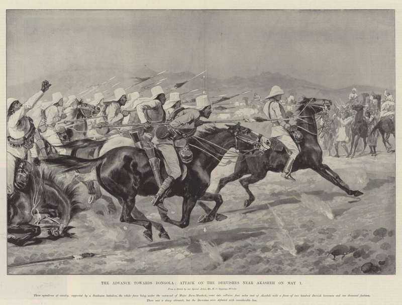 Framryckningen mot Dongola, attack mot dervischerna nära Akasheh den 1 maj av Henry Charles Seppings Wright