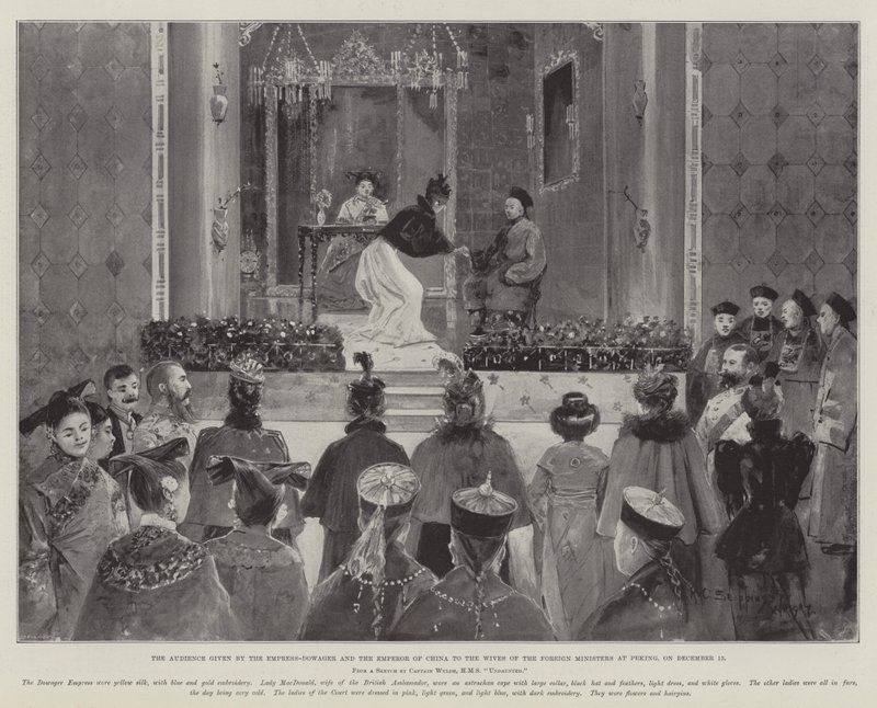Den publik som kejsarinnan och kejsaren av Kina gav till utrikesministrarnas fruar i Peking den 13 december av Henry Charles Seppings Wright