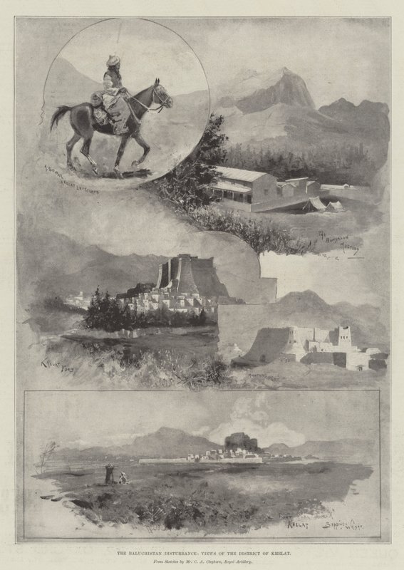 Baluchistan-störningen, utsikt över distriktet Khelat av Henry Charles Seppings Wright