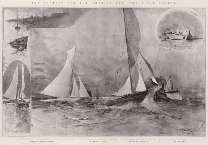Tävlingen om America Cup, de rivaliserande båtarna av Henry Charles Seppings Wright