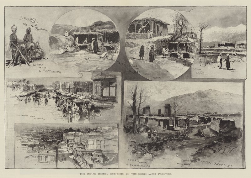 Den indiska resningen, skisser på nordvästra gränsen av Henry Charles Seppings Wright