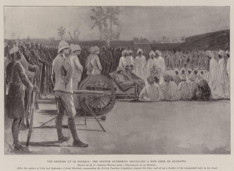 Öppnandet av Nigeria, den brittiska myndigheten som installerar en ny Amir av Adamawa av Henry Charles Seppings Wright