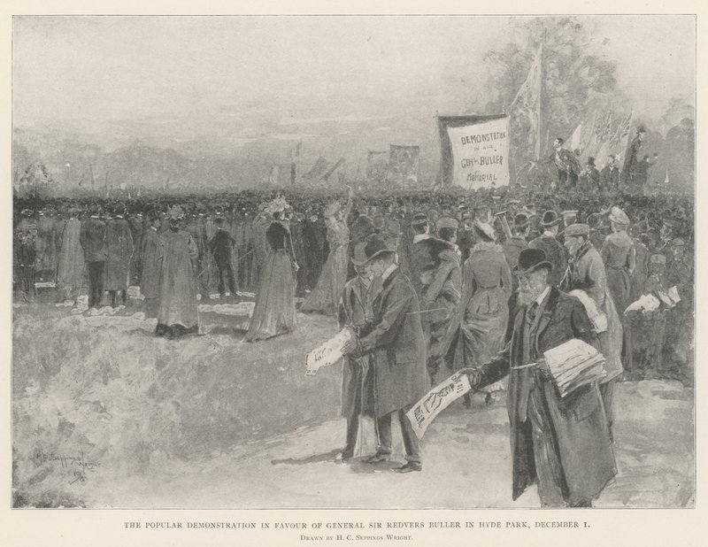 Folkdemonstrationen till förmån för general Sir Redvers Buller i Hyde Park den 1 december av Henry Charles Seppings Wright