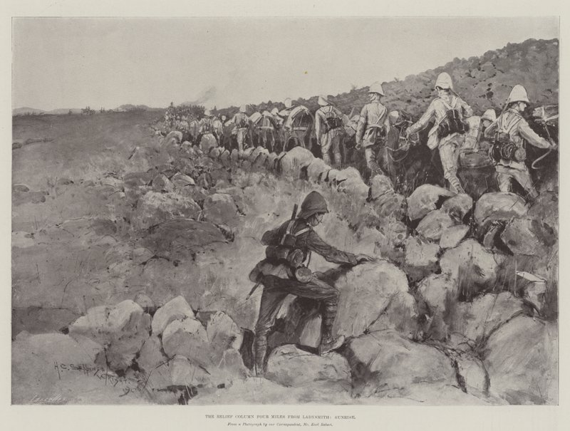 Reliefkolumnen fyra mil från Ladysmith, Sunrise av Henry Charles Seppings Wright