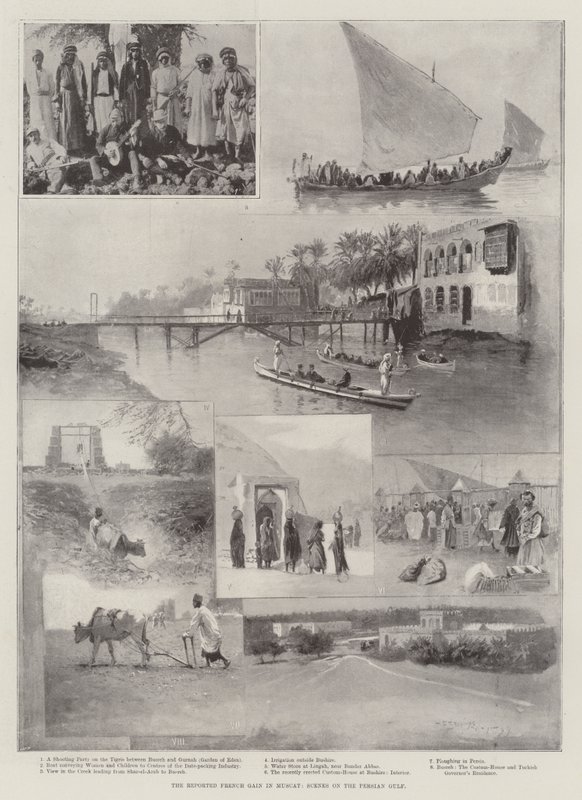 Den rapporterade franska vinsten i Muscat, scener vid Persiska viken av Henry Charles Seppings Wright