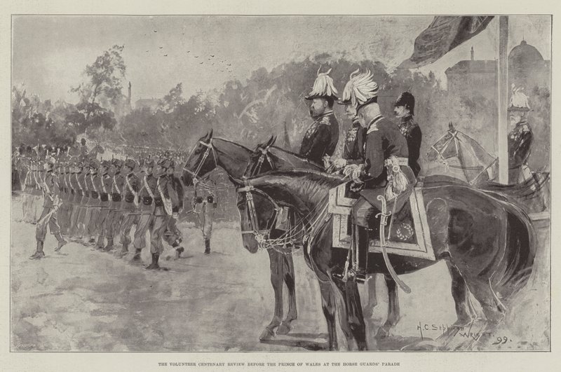 Volontärens hundraårsrecension inför prinsen av Wales vid Horse Guards