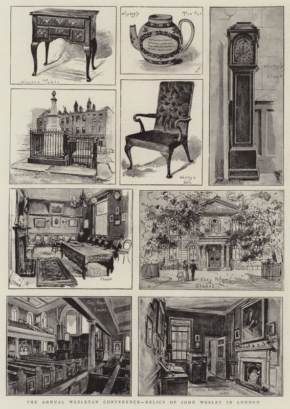 Den årliga Wesleyankonferensen, John Wesleys kvarlevor i London av Henry Edward Tidmarsh
