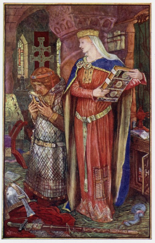 Även om han inte kunde läsa, vände han sig om och granskade hennes böcker och kysste dem som han tyckte bäst om av Henry Justice Ford