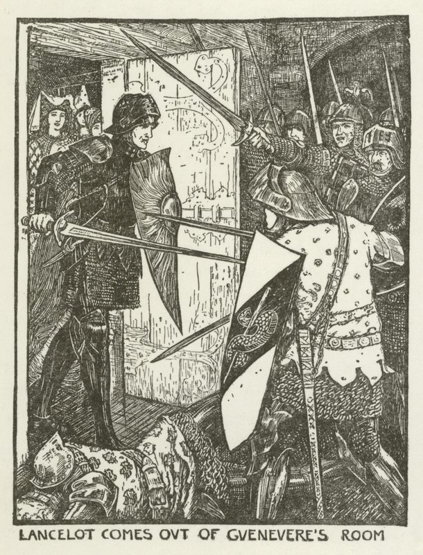 Lancelot kommer ut från Gueneveres rum av Henry Justice Ford
