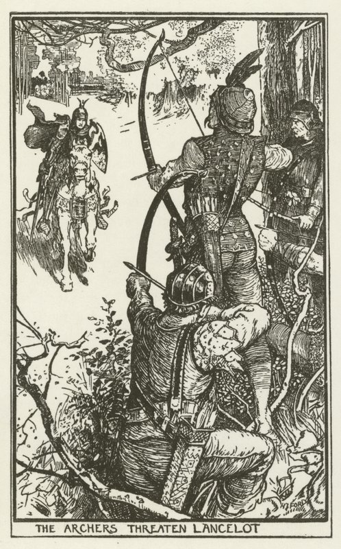 Bågskyttarna hotar Lancelot av Henry Justice Ford