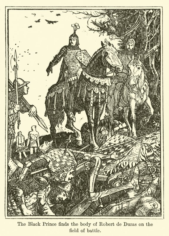 Den svarte prinsen hittar kroppen av Robert de Duras på slagfältet av Henry Justice Ford