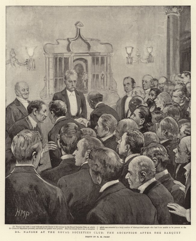 Dr Nansen på Royal Societies Club, mottagningen efter banketten av Henry Marriott Paget