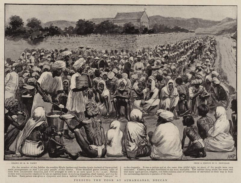 Mata de fattiga i Aurangabad, Deccan av Henry Marriott Paget