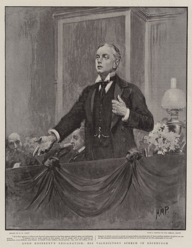 Lord Roseberys avgång, hans valedictory speech i Edinburgh av Henry Marriott Paget