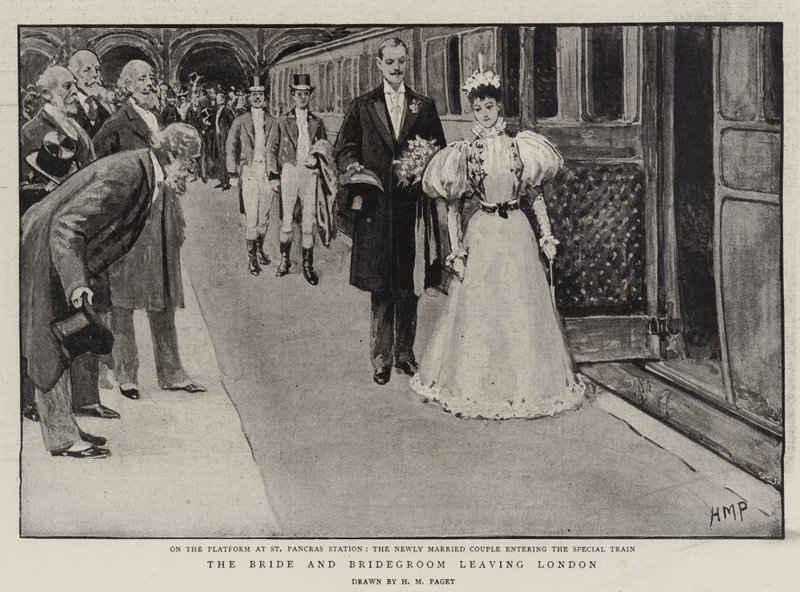 Bruden och brudgummen lämnar London av Henry Marriott Paget
