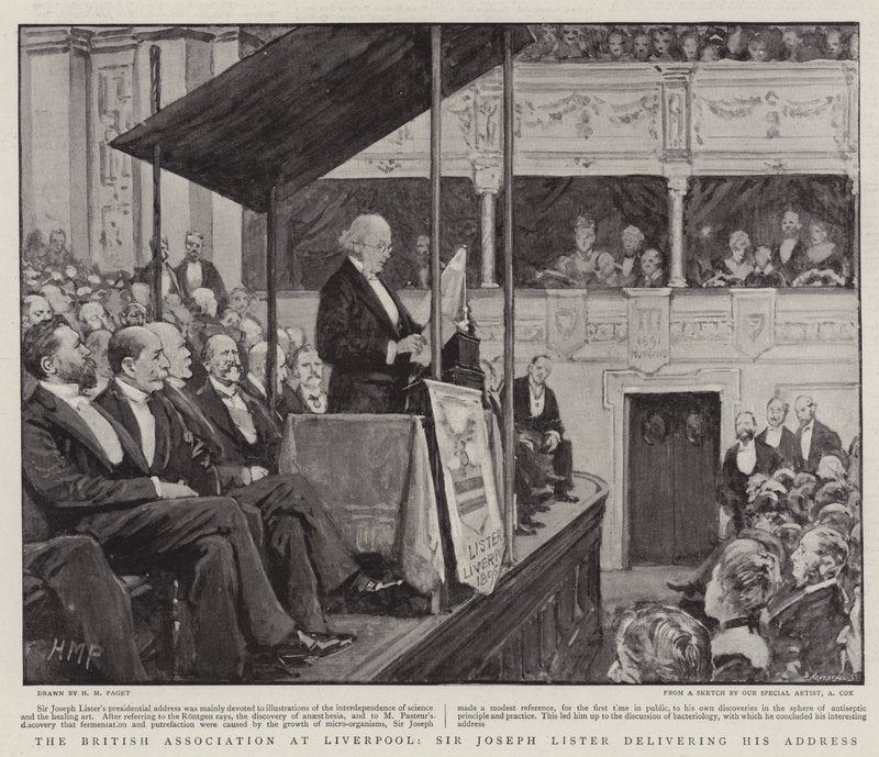 British Association i Liverpool, Sir Joseph Lister håller sitt anförande av Henry Marriott Paget