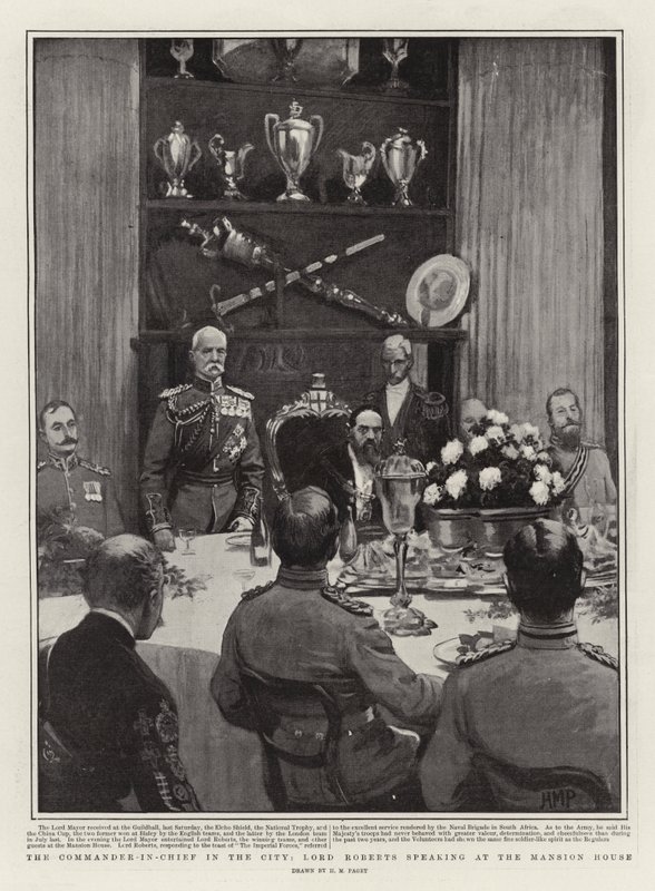 Överbefälhavaren i staden, Lord Roberts talar i Mansion House av Henry Marriott Paget