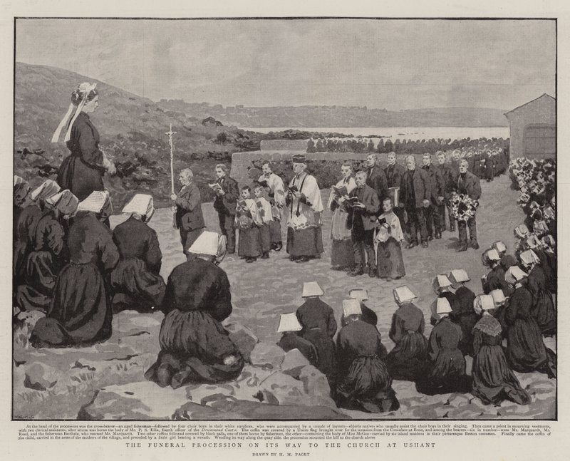 Begravningsprocessionen på väg till kyrkan i Ushant av Henry Marriott Paget