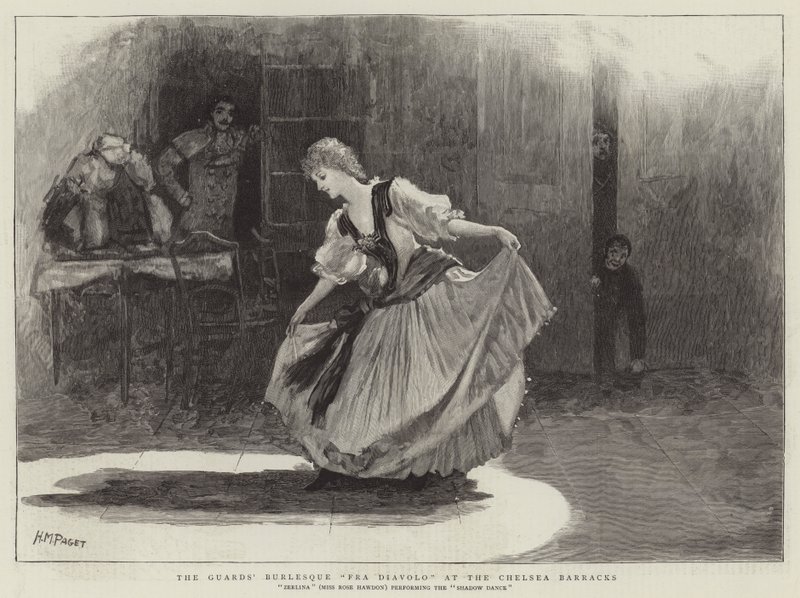 Guards Burlesque Fra Diavolo på Chelsea Barracks av Henry Marriott Paget
