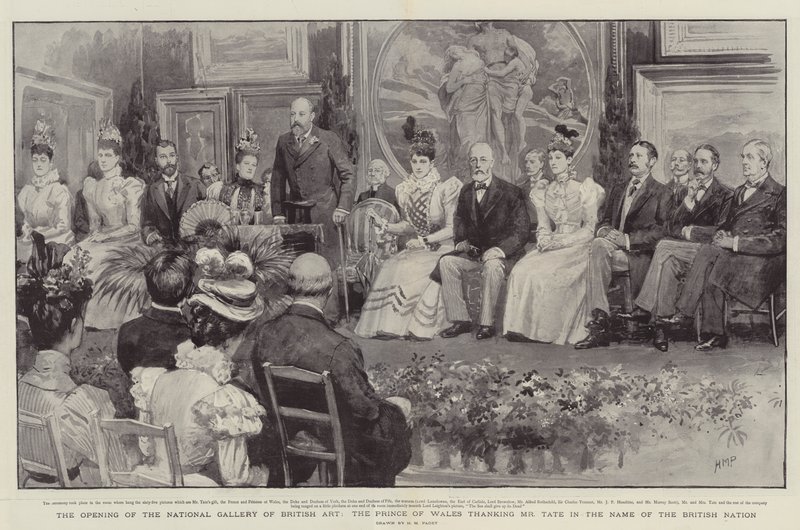 Invigningen av National Gallery of British Art, prinsen av Wales tackar Mr Tate i den brittiska nationens namn av Henry Marriott Paget