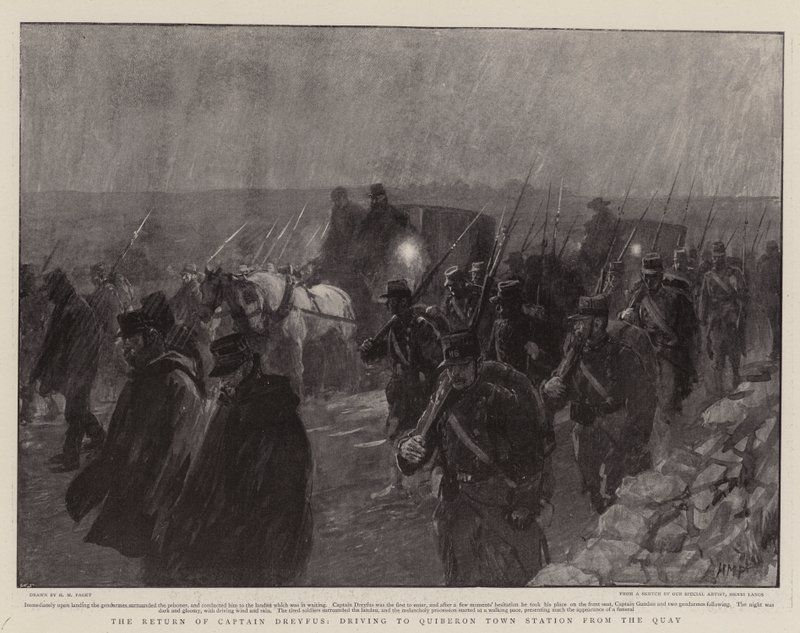 Kapten Dreyfus återkomst, med bil till Quiberon Town Station från kajen av Henry Marriott Paget