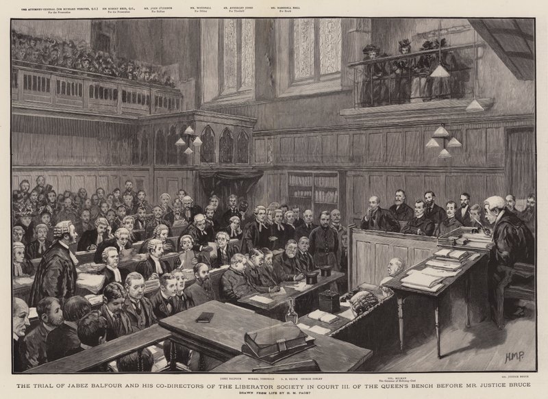 Rättegången mot Jabez Balfour och hans medledare i Liberator Society i Court III of the Queen