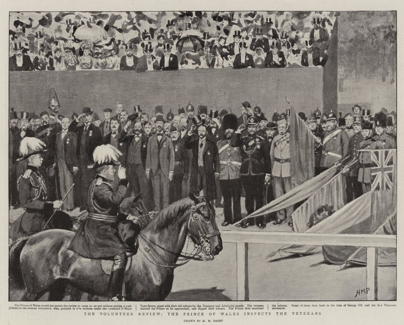 Volontärsutredningen, prinsen av Wales inspekterar veteranerna av Henry Marriott Paget