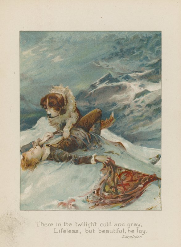 Där i skymningen, kall och grå, livlös, men vacker, låg han (chromolitho) av Henry Marriott Paget