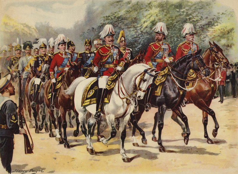 Procession av nio kungar, begravning av kung Edward VII, 20 maj 1910 (chromolitho) av Henry Payne