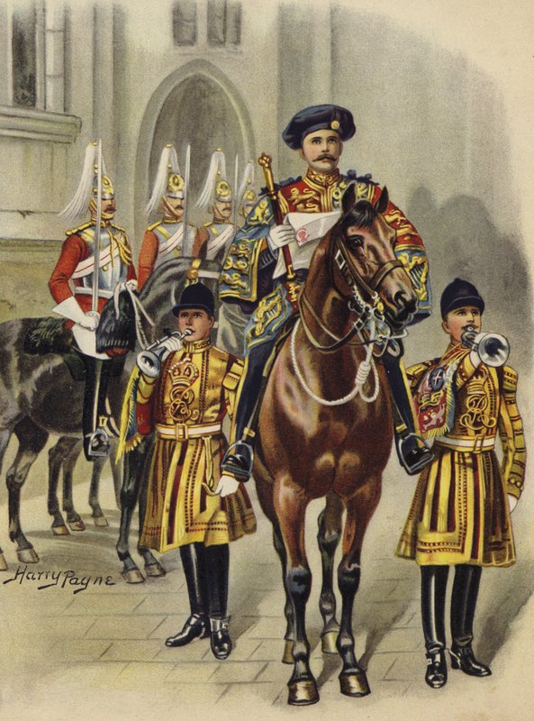 Utropar George V till kung av England, 1910 (chromolitho) av Henry Payne