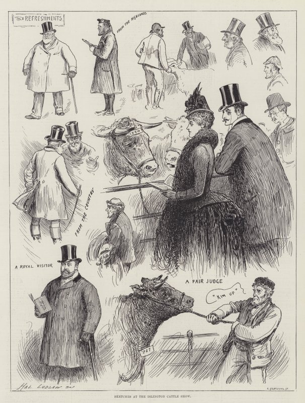 Skisser på Islington Cattle Show av Henry Stephen Ludlow