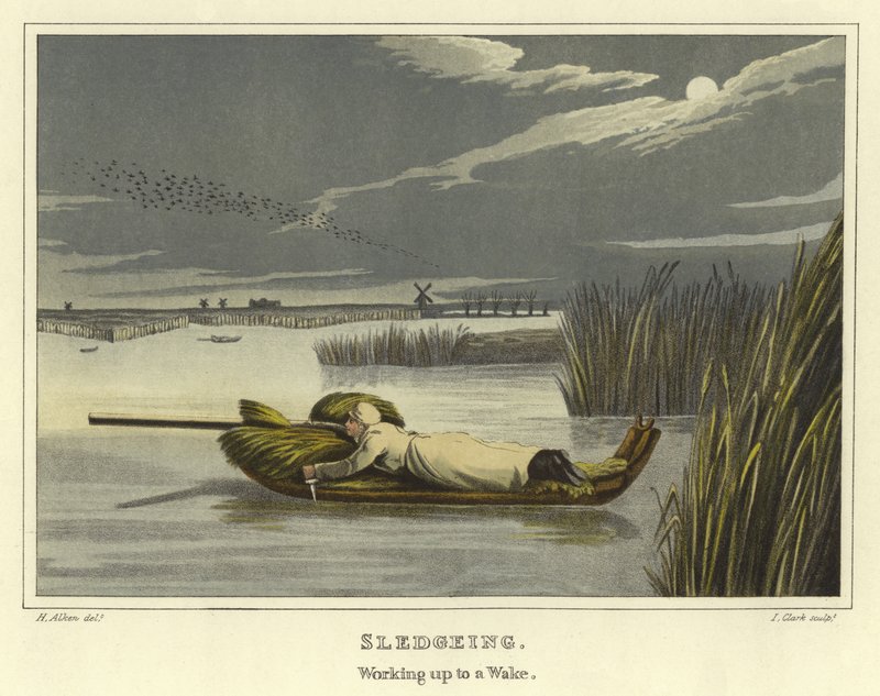 Sledgeing (chromolitho) av Henry Thomas Alken