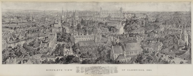 Fågelperspektiv över Cambridge, 1894 av Henry William Brewer