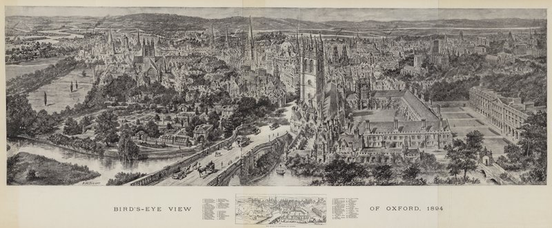 Fågelperspektiv över Oxford, 1894 av Henry William Brewer